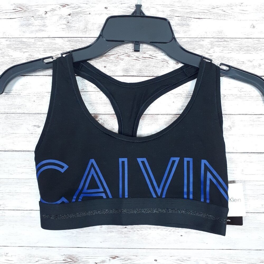 Calvin Klein Womens Racerback Bralette M Black Blue 329